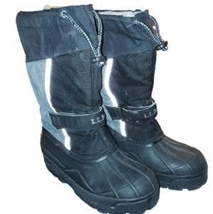 LL Bean Kids Northwoods Boots Snow Winter Insulted Black Gray Blue Kids Size 2